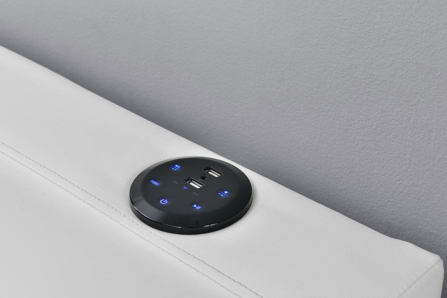 1894-1DS Bluetooth-kaiuttimen verhoiltu audiovisuaalinen säilytyssänkykehys