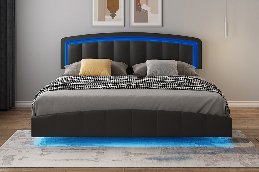 4468-1 LED-pehmustettu kelluva sängyn runko