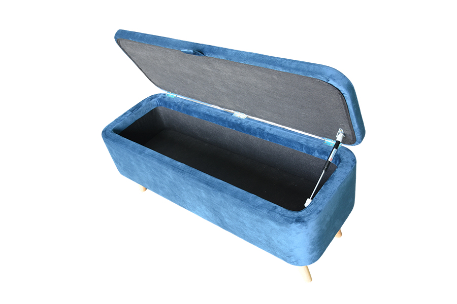 WSS956 Pehmustettu Blue Velvet Säilytys Ottoman Box