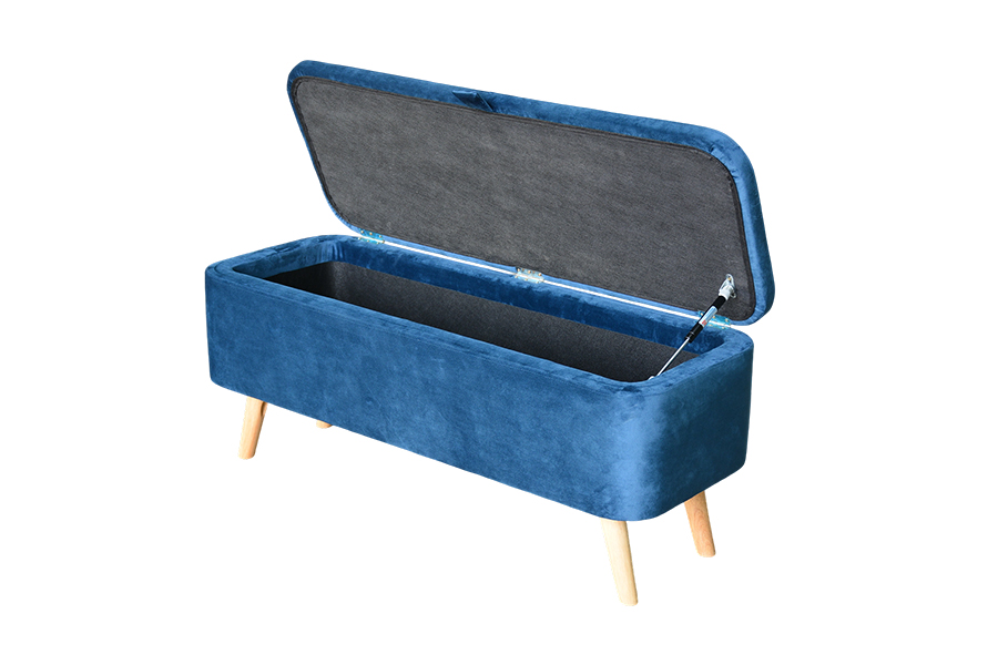 WSS956 Pehmustettu Blue Velvet Säilytys Ottoman Box