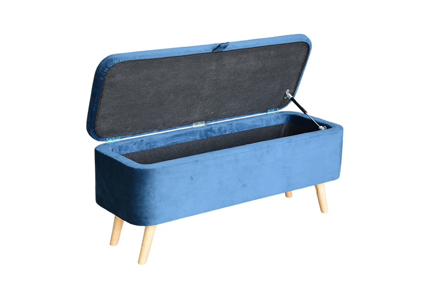 WSS956 Pehmustettu Blue Velvet Säilytys Ottoman Box