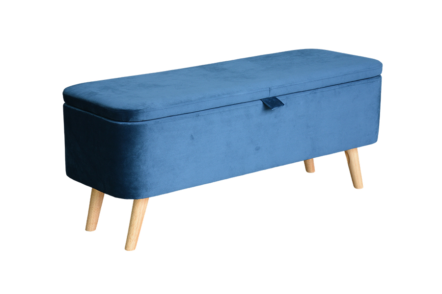 WSS956 Pehmustettu Blue Velvet Säilytys Ottoman Box