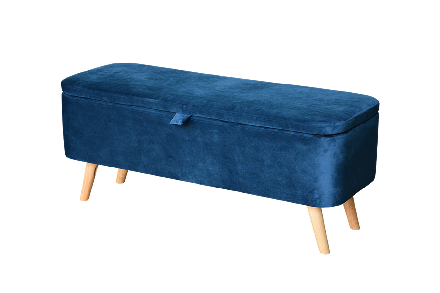 WSS956 Pehmustettu Blue Velvet Säilytys Ottoman Box