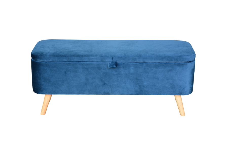 WSS956 Pehmustettu Blue Velvet Säilytys Ottoman Box