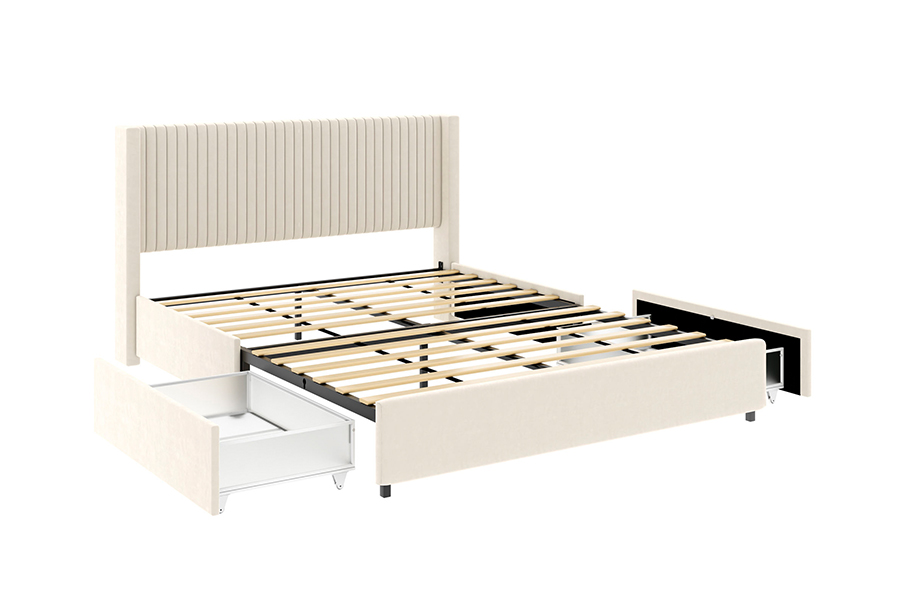 N18 moderni beige pehmustettu pehmeä sänky säädettävä pehmustettu säilytyssänky runko