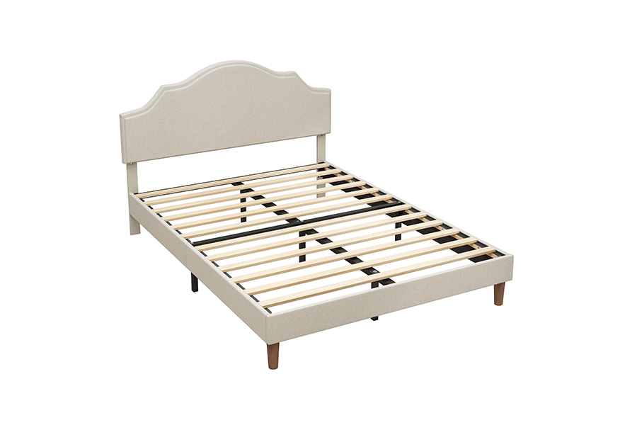 N21 korkealaatuinen beige kangas queen-size-pehmustettu sänky