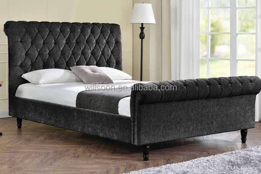 1153 Velvet Fabric S-muotoinen pehmustettu sänky