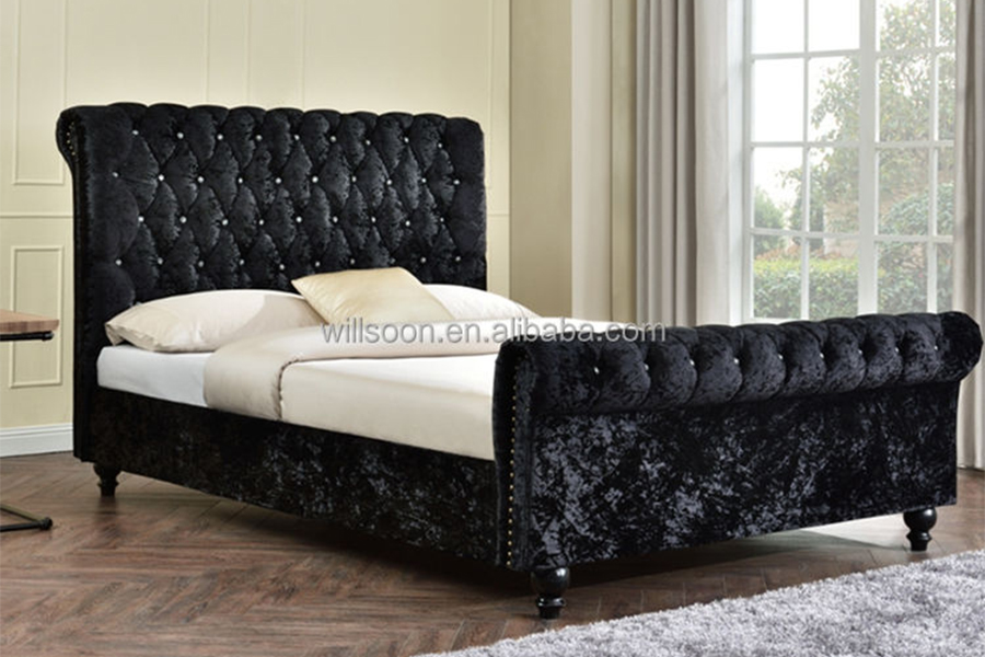 1153 Velvet Fabric S-muotoinen pehmustettu sänky