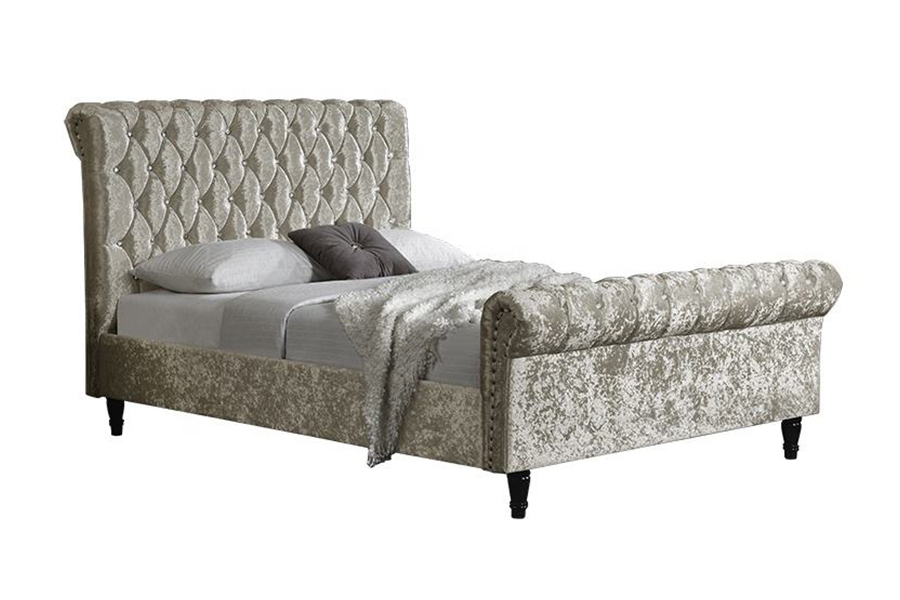 1153 Velvet Fabric S-muotoinen pehmustettu sänky