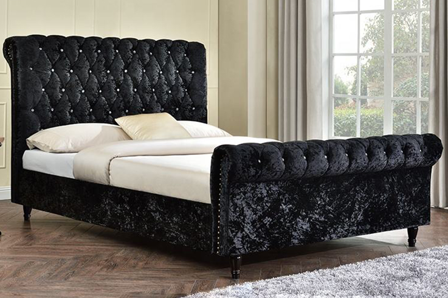 1153 Velvet Fabric S-muotoinen pehmustettu sänky