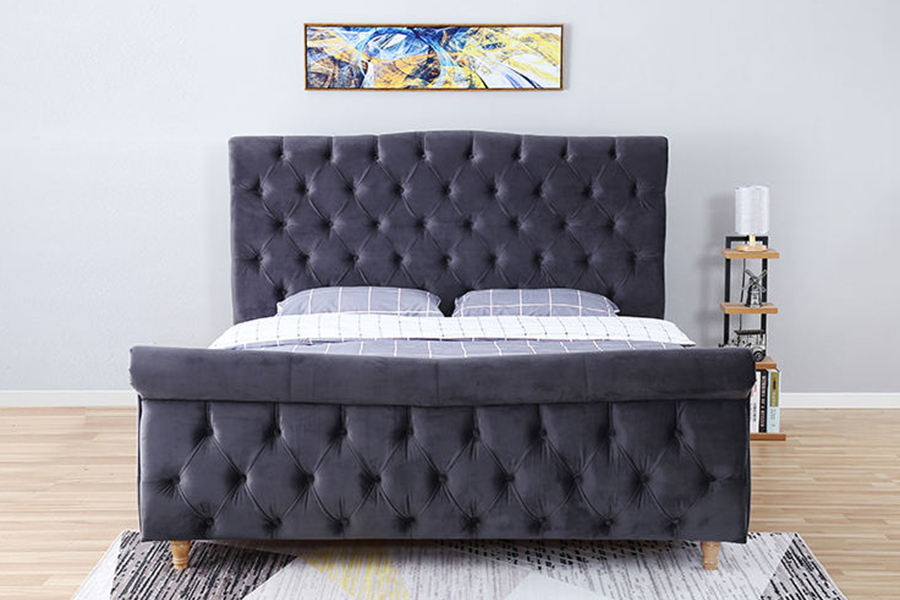 1304 Velvet Fabric verhoiltu puurunkoinen pehmustettu sänky
