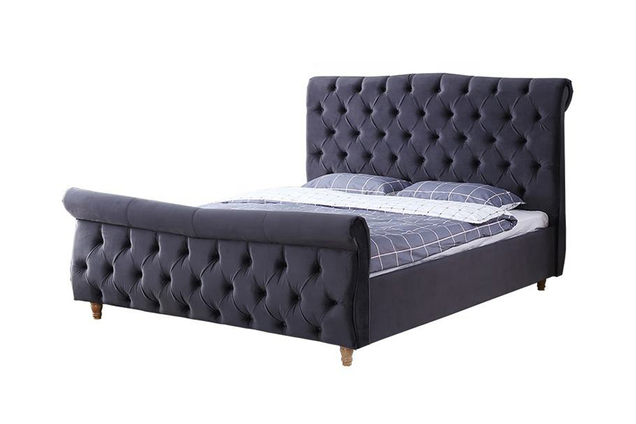 1304 Velvet Fabric verhoiltu puurunkoinen pehmustettu sänky