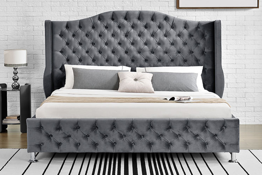 1268 Luxury Style Kangasverhoilu Pehmustettu sänky