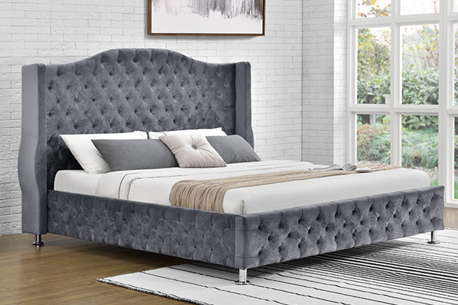 1268 Luxury Style Kangasverhoilu Pehmustettu sänky
