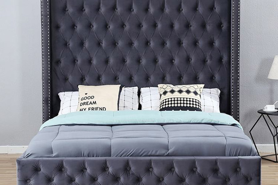 1351 Moderni ja ylellinen design-siipisänky pehmustettu sänky