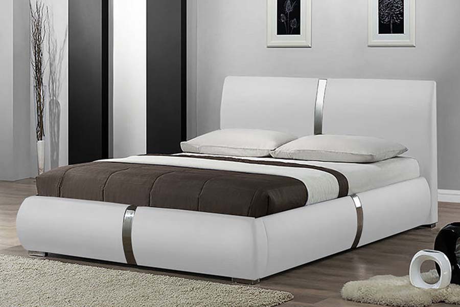1859 Massiivipuurunkoinen pehmeä nahkaverhoiltu sänky
