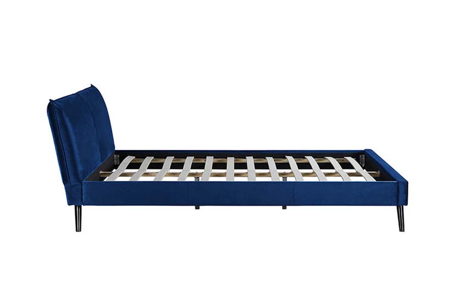 1494 Wooden Leg Queen Bed Sininen Pehmeä Sängynpääty Pehmustettu Bed