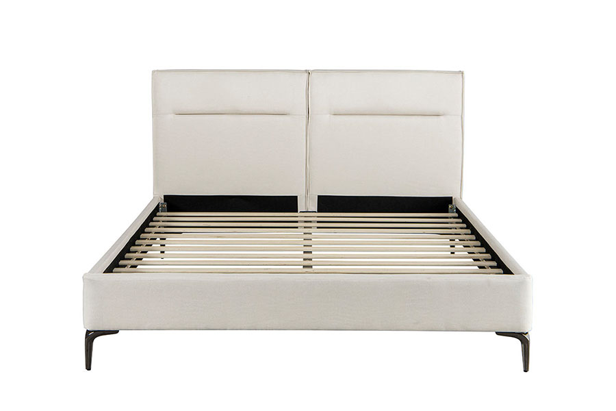 4266 Vetoketjullinen sängynpääty liinavaatteet beige pehmustettu sänky