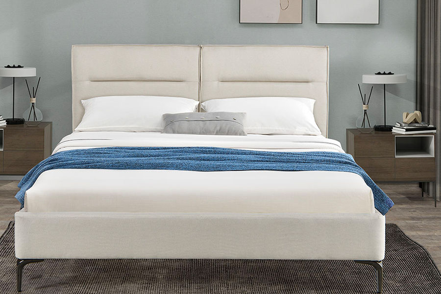 4266 Vetoketjullinen sängynpääty liinavaatteet beige pehmustettu sänky