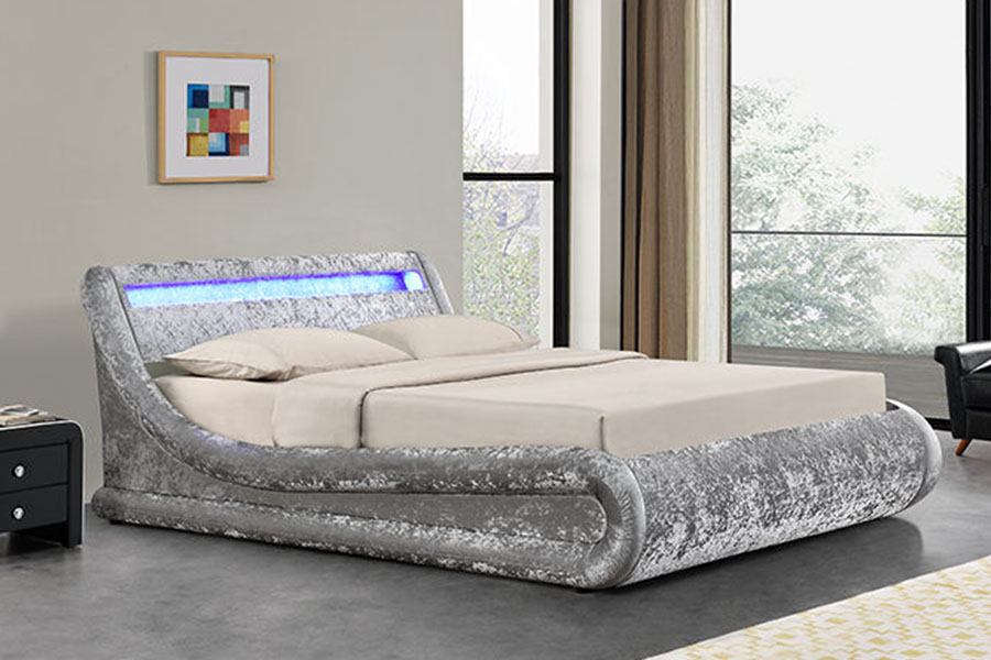 1138-1G Wave-Like LED Gas Lift Ottomaanien PU-nahkasänky