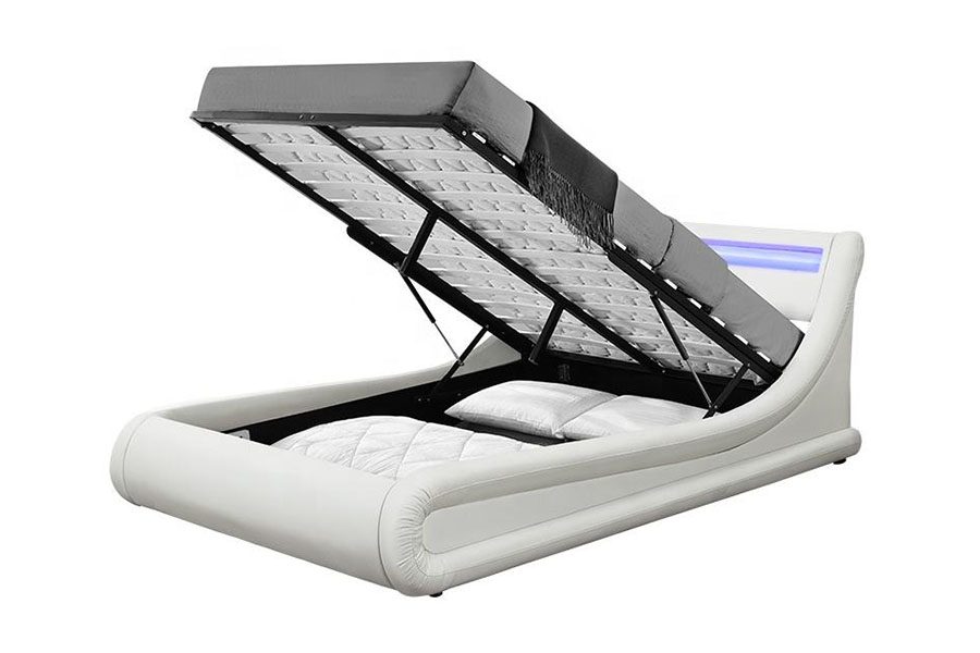 1138-1G Wave-Like LED Gas Lift Ottomaanien PU-nahkasänky