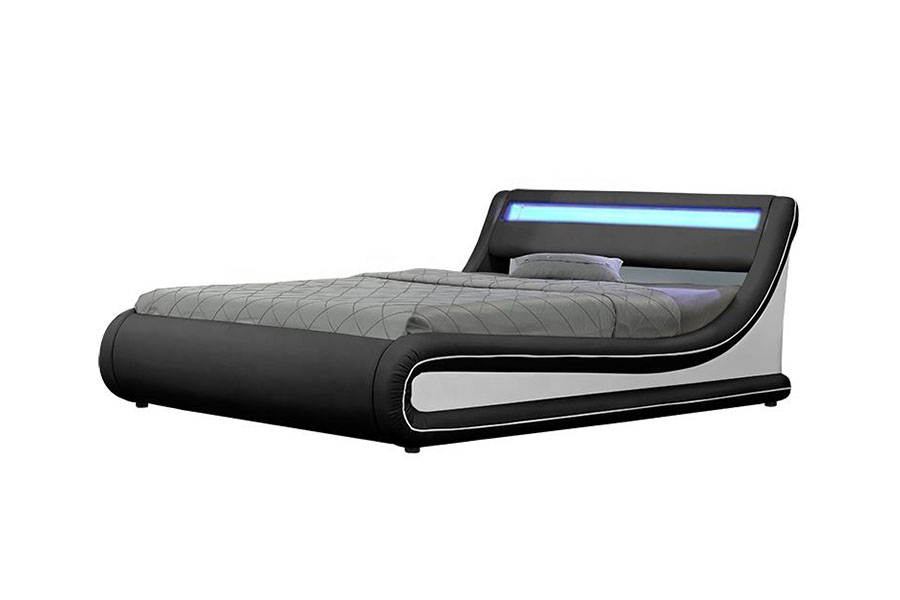 1138-1G Wave-Like LED Gas Lift Ottomaanien PU-nahkasänky
