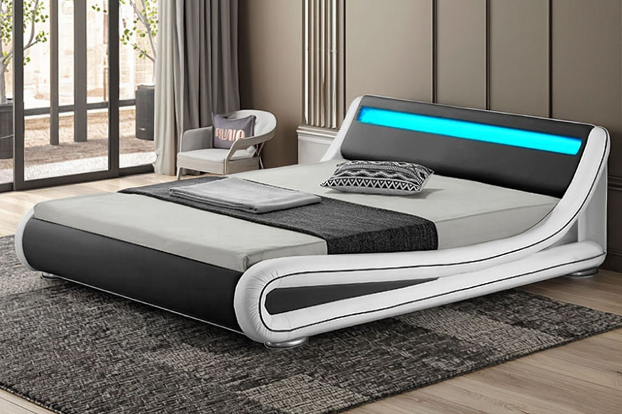 1137-1 Smart LED King Storage Nahkaverhoiltu sängyn runko