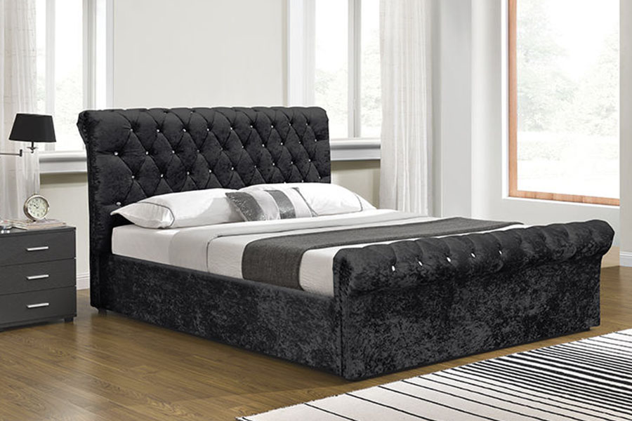1153G Chesterfield Crushed Velvet Crystal Ottoman Säilytyssänky
