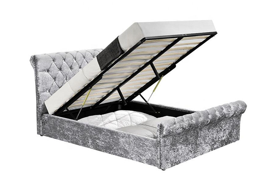1153G Chesterfield Crushed Velvet Crystal Ottoman Säilytyssänky