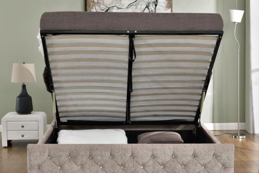 1151G Luxury Velvet Lift King Storage tuftattu sängyn runko