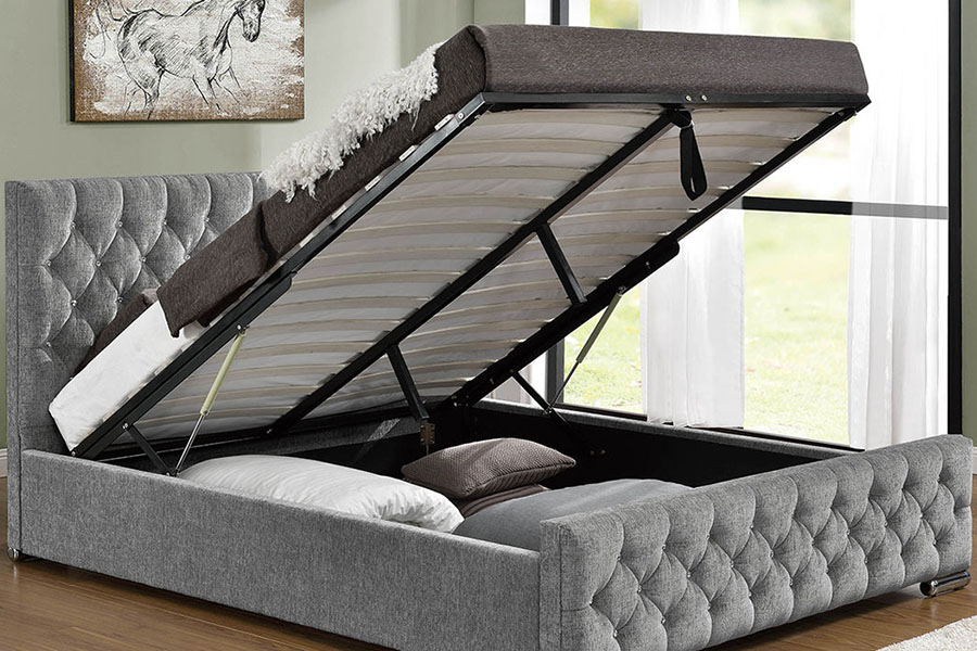 1151G Luxury Velvet Lift King Storage tuftattu sängyn runko