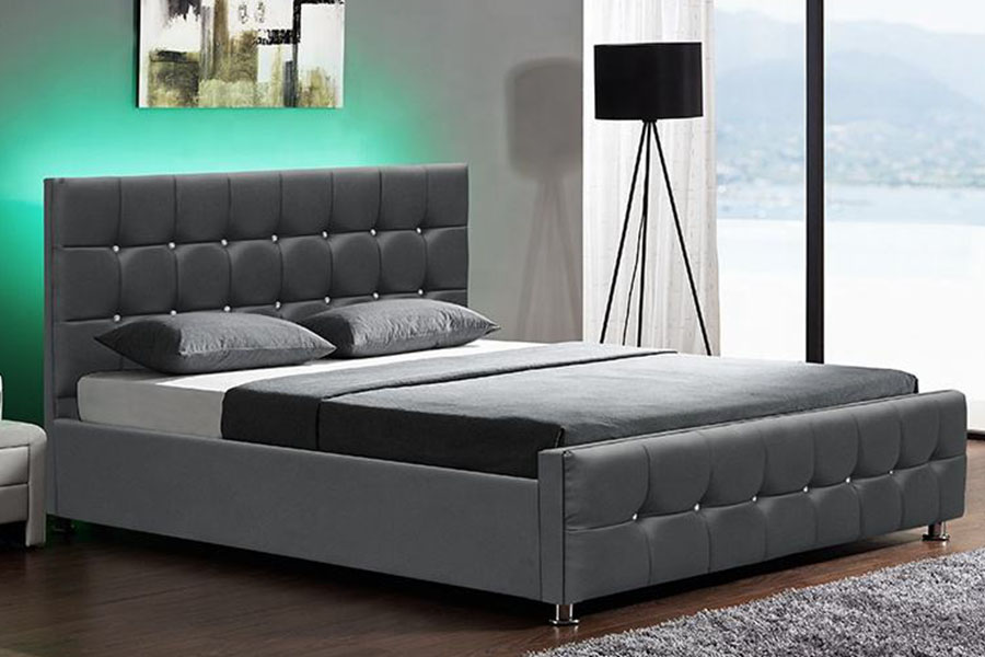 1149-1G Moderni Chenille Velvet LED Gas Lift Säilytyssänky