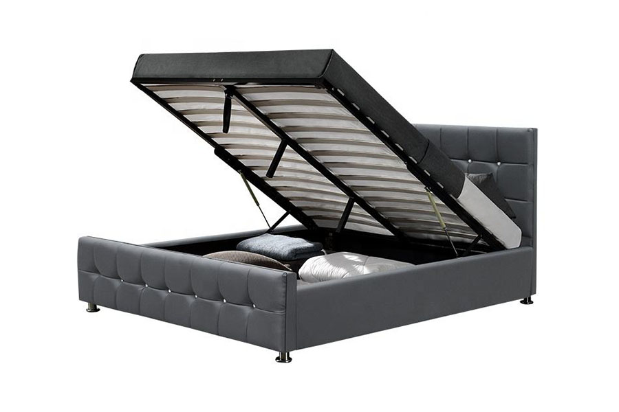 1149-1G Moderni Chenille Velvet LED Gas Lift Säilytyssänky