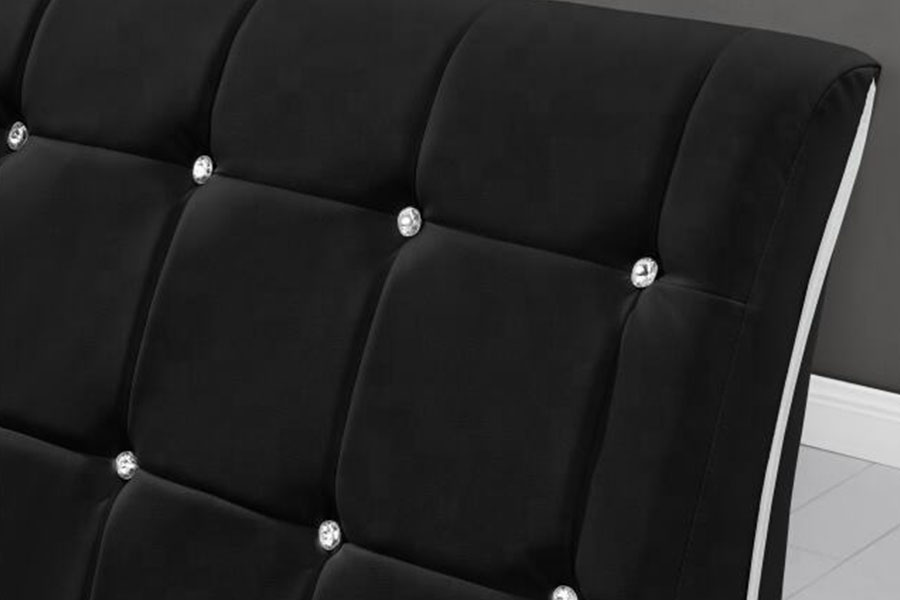 1144-1 Tufted Faux Leather Luxury LED-pehmustettu sängyn runko