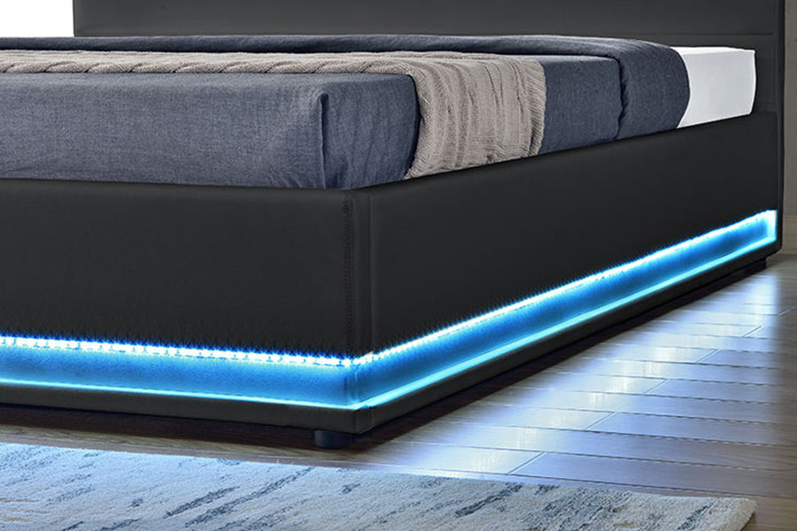 1165-1G Modern Luxury Nahkasäilytys LED-pehmustettu sängyn runko