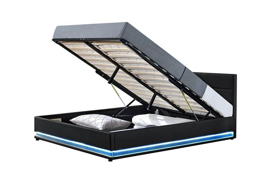 1165-1G Modern Luxury Nahkasäilytys LED-pehmustettu sängyn runko