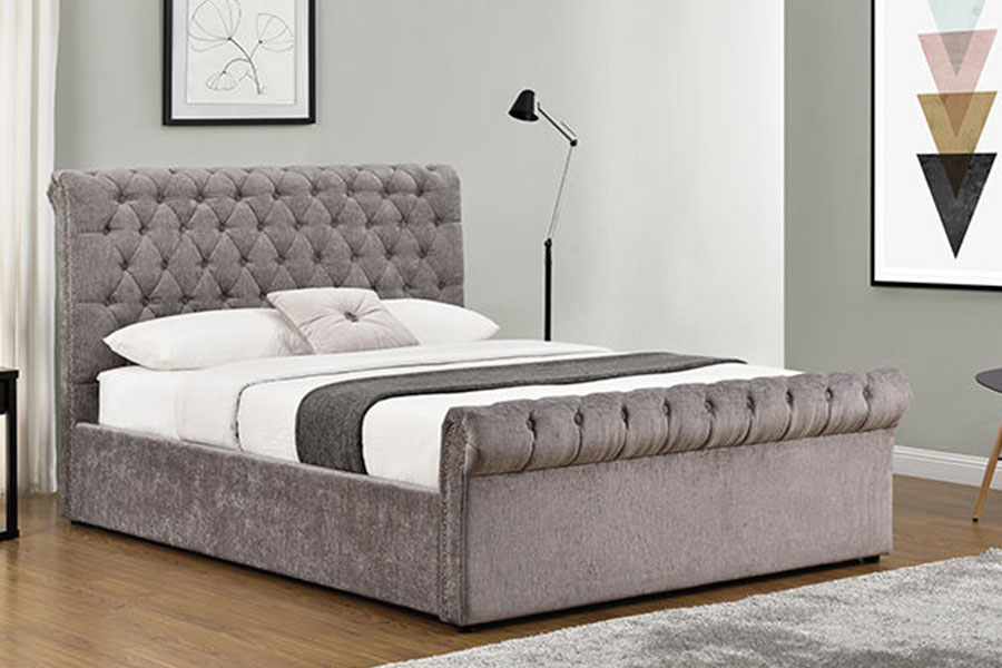 1208G Chesterfield Chenille-Velvet Reki Ottomaanien säilytyssänkykehys