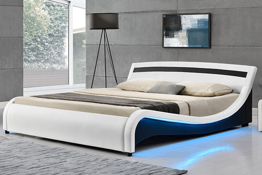 1188-1-2B Moderni PU-nahkainen LED-pehmustettu sängynrunko