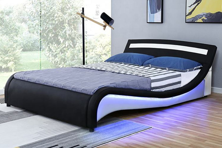 1188-1-2B Moderni PU-nahkainen LED-pehmustettu sängynrunko