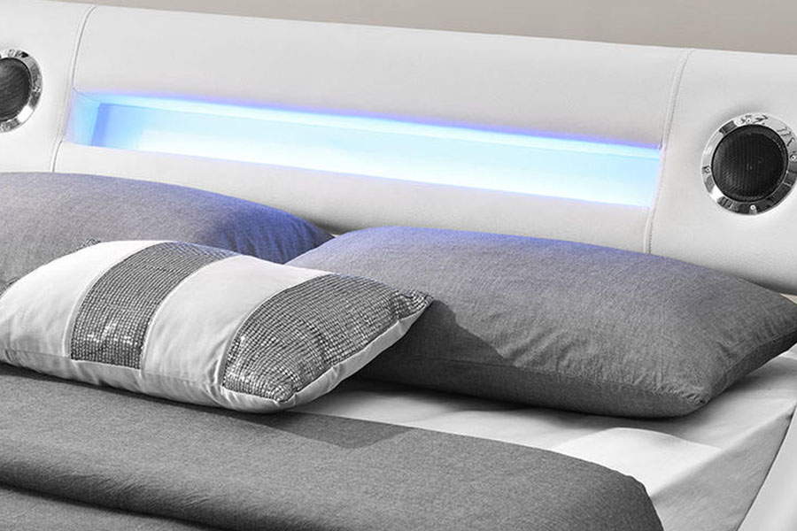 1324-1GS Upea LED-kaiutin Nahkainen kaasuhissi Säilytys pehmustettu sängyn runko