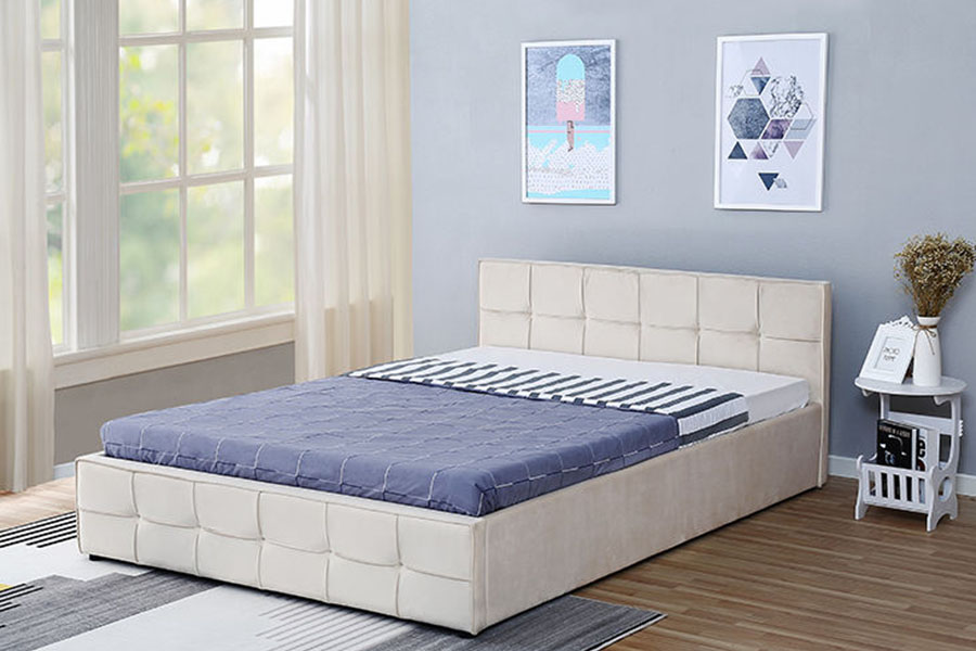 1295G Panel-Sängynpääty Kangas Queen verhoiltu ottomaanien säilytyssänkykehys