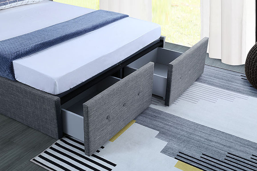 1326DG Gas-Lift Panel-tyylinen kangas Queen-säilytyslaatikon pehmustettu sängyn runko
