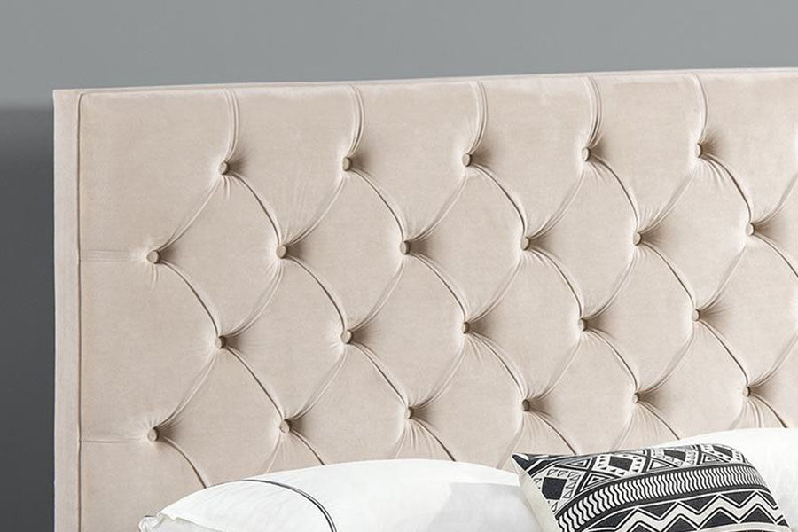 1250G Velvet Button-Sängynpääty Ottomaanien kaksinkertainen pehmustettu säilytyssänkykehys